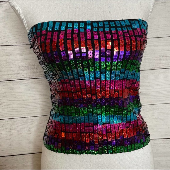 3 PIECE SET Moda International Vintage Y2K Sequin Tube Top & Cardigans XS - Picture 3 of 13